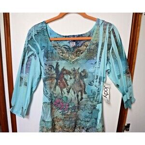 Vintage Jody Ladies Lacy Cowboys Blouse XL Never Worn